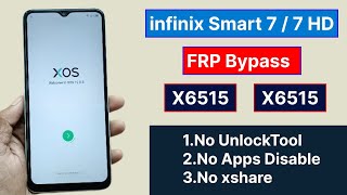 Infinix Smart 7  7 HD X6515 FRP Bypass 100 Tested Without PC amp UnlockTool [upl. by Aneetsirhc]