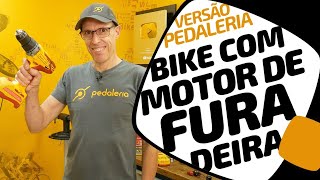 Bike com motor de furadeira A versão Pedaleria da bicicleta movida a furadeira tem fumaça 😂 [upl. by Darbee]