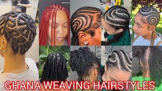 LATEST 2024 GHANA WEAVING HAIRSTYLES  CORNROW HAIRSTYLES  KNOTLESS BOX BRAIDS HAIRSTYLES viral [upl. by Osrick218]