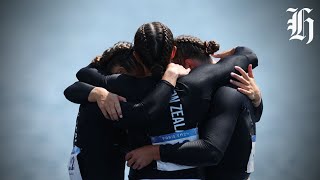 Paris Olympics K4 500m women’s crew celebrate gold with family  NZ Herald [upl. by Noiztneb]