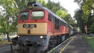 Hungary MAV Class 628 M62 diesel locomotive leaving Badacsony on the shore of Lake Balaton [upl. by Nylireg]