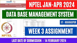 Data Base Management System Week 3 Assignment 3 Solutions  Jan 2024 OPEducore [upl. by Asilanna]