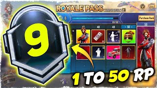 M9 ROYAL PASS  1 TO 50 RP  M9 ROYAL PASS PUBG MOBILE  M9 ROYAL PASS LEAKS [upl. by Notxap]