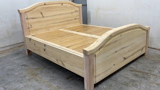 Build A Easy King Size Bed Step By Step From Tree Trunk  Woodworking Techniques And Skills [upl. by Pfaff180]