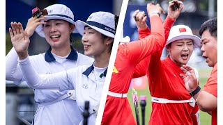 Korea v China – recurve women team gold  Bangkok 2023 Asian Archery Championships [upl. by Elak]