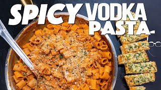 SPICY VODKA PASTA AND GARLIC BREAD DINNER  SAM THE COOKING GUY [upl. by Yancy]