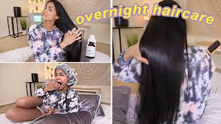 My Night Time Haircare Routine  Bristle Brush Argan oil Silk cap  MORE [upl. by Malvia]