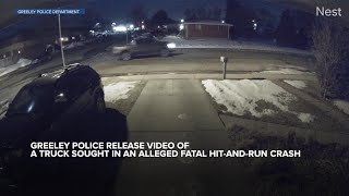 Greeley police release video of truck sought in alleged fatal hitandrun crash [upl. by Forcier254]