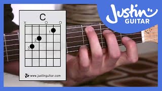 C Chord  Guitar For Beginners  Stage 3 Guitar Lesson  JustinGuitar BC132 [upl. by Daniyal]