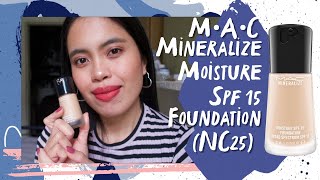 MAC Mineralize Moisture SPF 15 Foundation NC25 Review [upl. by Allsun351]