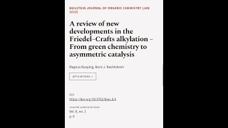 A review of new developments in the Friedel–Crafts alkylation – From green chemistry   RTCLTV [upl. by Nerot]