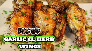 Roasted Garlic And Herb Chicken Wings Recipe In The Oven  Easy Chicken Wings Recipe [upl. by Elimay416]