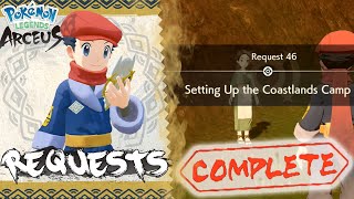 Pokemon Legends Arceus Request 46 Walkthrough quotSetting Up The Coastlands Campquot How To Unlock amp Guide [upl. by Adnirual]