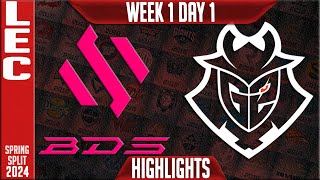 BDS vs G2 Highlights  LEC Spring 2024 W1D1  Team BDS vs G2 Esports [upl. by Yalahs]