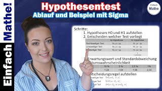 Hypothesentest  Ablauf und Beispiel beidseitiger Test mir Sigma by einfach mathe [upl. by Anileba]