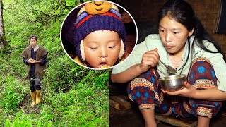 Niyabung eating rice with his parents  Somu cutting grass for calf [upl. by Brit]