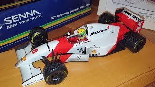 118 Ayrton Senna 1993 Europe GP Donington Mclaren MP48 DIRTY VERSION Minichamps F1 Diecast Review [upl. by Clintock]