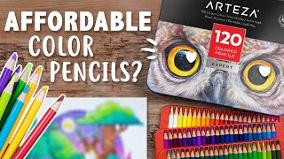 FINALLY TRYING THESE Are They Affordable  Arteza Expert 120 Color Pencils Review [upl. by Lobiv]