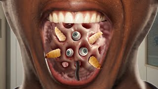 ASMR mouth Infection  ASMR Maggot Worm and Dog Ticks Removal Animation [upl. by Jasun]