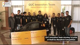 GUC Innovators Team winning 1st prize at Shell Eco Marathon 2023 Competition [upl. by Yrac755]