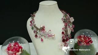 Sakura necklace by Hairaat at the Doha Jewellery and Watches Exhibition 2017 [upl. by Tterraj187]