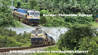 Sequential Train Movements Near Kabaka PutturKarwarYesvantpurampBengaluruKarwar Panchaganga Express [upl. by Auberon]