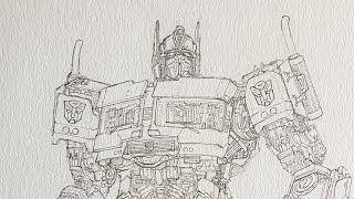 Drawing Optimus Prime  Transformers rise of the beasts  Mechanical drawing Part 1 [upl. by Aramahs]