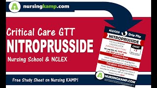 What is Nitroprusside Nipride Medications Nursing KAMPs ICU Gtt NCLEX 2020 [upl. by Purse]