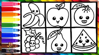 Dibuja y Colorea Frutas 🍎🍊🍌🍐🍇🍉 Dibujos Para Niños [upl. by Haisa912]