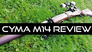 95 Metre Airsoft DMR Custom CYMA CM032 M14 DMR AEG Review [upl. by Nednyl]