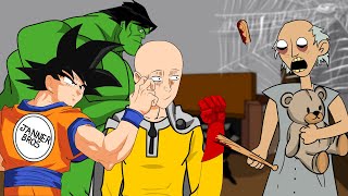 GRANNY THE HORROR GAME ANIMATION COMPILATION 18  GOKU Saitama Thor DeadPool Vs Scary Granny [upl. by Attenehs750]