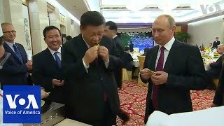 Russias Putin and Chinas Xi Jinping learn to make Chinese dumplings  VOANews [upl. by Neeluj]