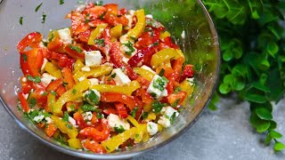 Dieser Paprika Salat mit Feta zubereitet in nur 5 Minuten macht richtig süchtig [upl. by Jude]