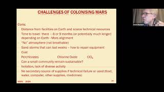 quotChallenges of Colonising Marsquot  October 2024 [upl. by Akimahs232]