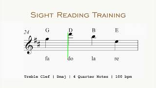 Try This Movable Do Treble Clef in Dmaj 4 Quarter Notes 100 bpm [upl. by Conchita]