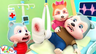 Daddy Has a Broken Leg  Family Boo Boo Song  More Nursery Rhymes  Wolfoo Kids Songs [upl. by Onaicilef]