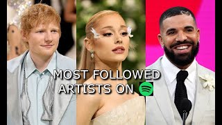 Top 50 artists with the most followers on spotify [upl. by Nelrac]