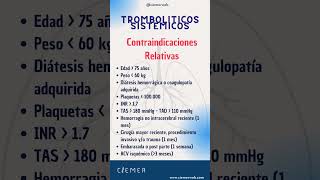 ⚠️ Contraindicaciones relativas para la trombólisis sistémica [upl. by Emiolhs]