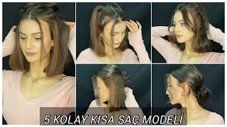 5 BİRBİRİNDEN KOLAY KISA SAÇ MODELİ 💇‍♀️ DÜZLEŞTİRİCİ İLE MAŞA YAPMAK✨ [upl. by Fe]