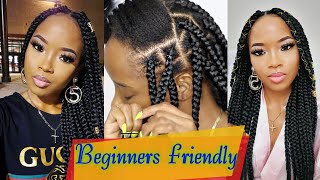 How To Box Braid Tutorial For Beginners  Very In depth natural hair protective styles [upl. by Alvord]