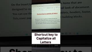 Shorts key to Each word Capital Letters in MS Word  shorts shortcutkeys msword computer [upl. by Vidal357]