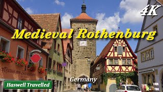 Rothenburg ob der Tauber Medieval Walled Old Town  Germany 4K Travel Video [upl. by Aeneg]