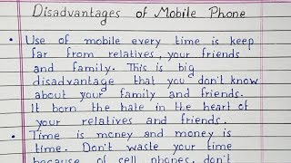 Write an essay on Disadvantages of Mobile phones  Essay Writing [upl. by Dermott]