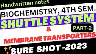 Shuttle system and membrane transporters ll malateaspartate shuttle ll biochemistry ll handwritten [upl. by Casady]