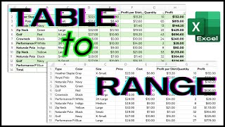 How to Convert Excel Table Back To Normal Range amp Vice Versa [upl. by Nosemyaj]