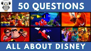 Disney Quiz Trivia  50 Questions  All About Disney Movies Characters and Theme Park [upl. by Florence]