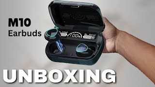 M10 tws unboxing and review with power bank v53 bt wireless m10 m1014headshot techreview tech [upl. by Llerej]