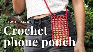 How to crochet a phone pouch  Tutorial [upl. by Dannon]