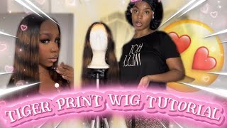 How to Turn Your Black Lace Front Wig Into a Tiger Print Wig [upl. by Tower]