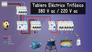 TABLERO TRIFÁSICO 380 V ac CON DERIVACIÓN MONOFÁSICA DE 220 V ac [upl. by Nomma]